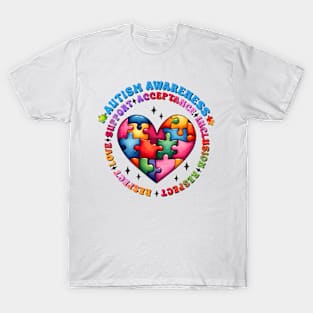 Puzzle Heart Autism Awareness Gift for Birthday, Mother's Day, Thanksgiving, Christmas T-Shirt